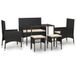 VidaXL 319508 Loungeset met kussens, poly rattan, zwart