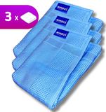 NIMBUS 3 x Wonderdoek 2-in-1 – Microvezeldoek – Ramen zemen & drogen tegelijk – Streeploos resultaat – Raamdoek 60x40cm