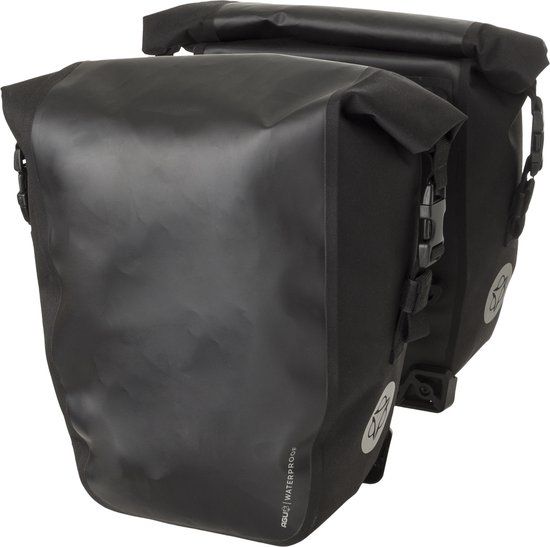 AGU Clean Dubbele Fietstas Shelter Click'nGo Medium MIK - Zwart - 34L - Waterdicht - Achter