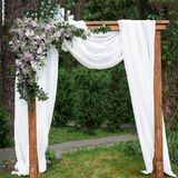 Bruiloft Dwarsbehang handdecoratie, 130 х 550 cm gordijn gordijn voor kruisgordijnladen, gordijn bruiloftsdecoratiesjaal (wit)