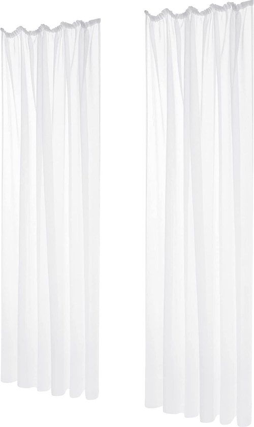 Deconovo Set van 2 voile gordijnen, wit, 245 x 140 cm