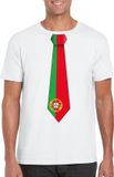 Bellatio Decorations Shoppartners Bv Wit t-shirt met Portugeese vlag stropdas heren - Portugal supporter L
