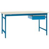 Manuflex BB5231.5007 stationaire basis bijzettafel met melamine schijf + enkele lade, bxdxh: 1000 x 800 x 780 mm brillant bleu (RAL 5007)