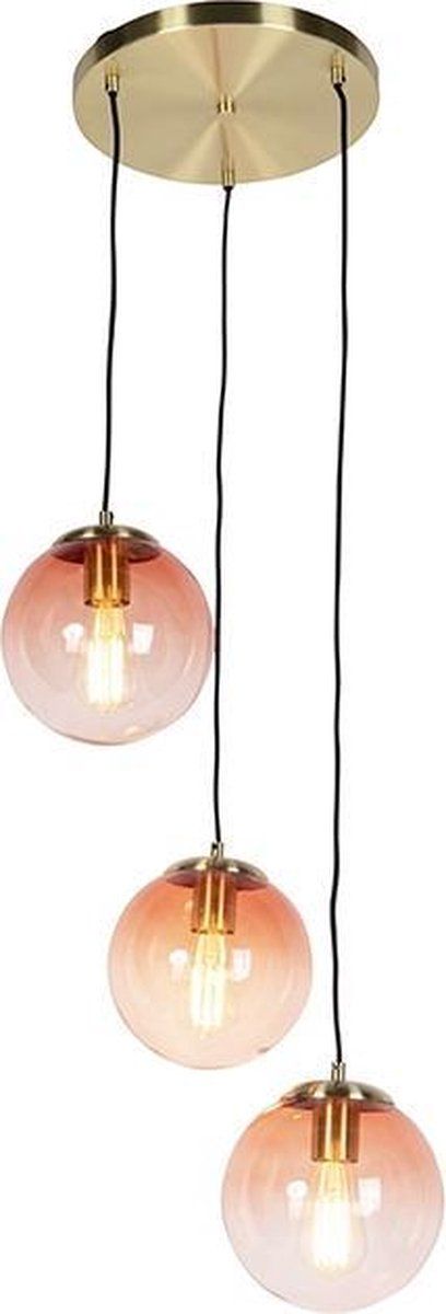 QAZQA Pallon Art Deco Hanglamp - 3 Lichts - Ø 450 mm - Roze