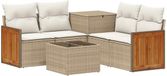 vidaXL Bankstel 2 zitplaatsen Beige en Crèmewit Polyrattan en Staal