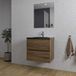 Saniclass Chaci Badkamermeubelset - 60x46x55cm - keramische wastafel zwart - 1 wasbak - 1 kraangat - 2 lades - rechthoekige spiegel - noten