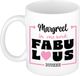 Bellatio Decorations Naam mok Margreet - wit - Fabulous - keramiek - 300 ml