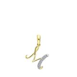 Lucardi Dames alfabet hanger met diamant (0,03ct) - Hanger - Cadeau - 14 Karaat Goud - Geelgoud