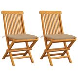 VidaXL Tuinstoelen 4 stuks met beige kussens, massief teakhout