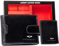 Peterson Cadeauset Hommes Portefeuille & Porte-cartes Cuir véritable Protection RFID Noir