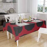 Bonamaison Tafelkleed, Anti-Mold, Sneldrogend, Waterdicht, 100% Polyester Tafellaken, rood Zwart, 140 x 160 Cm
