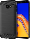 Techsuit Carbon Silicone Back Cover hoesje voor Samsung Galaxy J4 Plus - Zwart