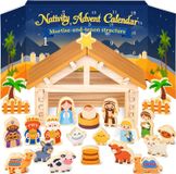 oCreon Kerststal Kerststal adventskalender 2026 voor peuters kinderen 24 dagen houten kerststal adventskalender