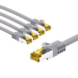 goobay 66088 CAT7 netwerkkabel set van 5 / patchkabel afgeschermd S/FTP/CU ethernetkabel, PiMF, LSZH/Cat 7 kabel met 10 Gbits/grijs/5 x 1 m