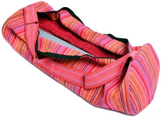 Yogi & Yogini naturals Yogamat tas katoen roze gestreept 67x24 cm