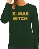 Bellatio Decorations Foute Kersttrui Christmas Bitch goud/glitter groen dames M