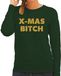 Bellatio Decorations Foute Kersttrui Christmas Bitch goud/glitter groen dames M