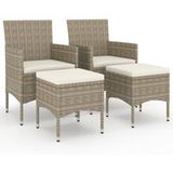 Jeu de chaise et tabouret de jardin 4 pcs résine tressée beige