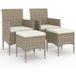 Jeu de chaise et tabouret de jardin 4 pcs résine tressée beige