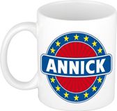 Bellatio Decorations Koffiemok Annick Wit/Blauw 300 ml