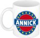 Bellatio Decorations Koffiemok Annick Wit/Blauw 300 ml