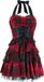 H&R London Red Tartan Gothic Dress Dames Mini-jurk - zwart/rood - 3XL
