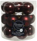 Decoris Kleine kerstballen - 18x st - mahonie bruin - D4 cm - glas - kerstversiering