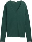 TOM TAILOR Basic gebreide trui voor dames met V-hals, 30024 - Explorer Green, XL
