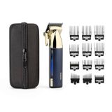 BaByliss Super-X Metal Series, draadloze tondeuse - Japanse stalen messen, 10 kamhulpstukken, 2 taps toelopende geleiders, lithiumbatterij, digitaal display, metalen behuizing, blauw/goud, E992U