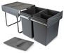 Poubelles de tri, 2 x 20 litres, avec couvercle, couleur gris anthracite