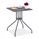 Merkloos Relaxdays Tuintafel Vierkant Houtlook Kunststof Metaal Grijs 75 x 61 x 61 cm