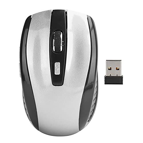 ciciglow Draadloze Muis, Stille Muis 2.4G Draagbare Mobiele Optische Muis met USB-ontvanger Instelbare DPI voor Gamingaccessoires voor Notebooks(Zilver)