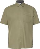 s.Oliver - Hommes - Coupe Regular - Chemise douce à manches courtes et broderie - Vert olive - XXL