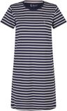 By Louise Dames Lang Nachthemd Korte Mouw Donkerblauw/Wit Gestreept - Maat L