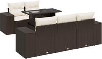 vidaXL 6-delige Dining Loungeset met kussens, polyrattan, bruin en crème