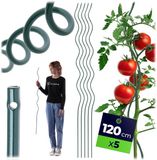 KADAX Spiraalstok van Gecoat Staal 120 cm x 6 mm, Plantenstok, 5 Stuks