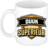 Bellatio Decorations Naam mok Duuk - wit - Superieur - keramiek - 300 ml - collega beker - cadeau