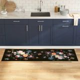 vidaXL Keuken vloerkleed zwart 180 x 60 cm fluweel