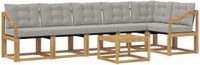 vidaXL - Bank loungeset - 6 zitplekken - Acacia hout - Wit en lichtgrijs