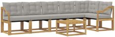 vidaXL - Bank loungeset - 6 zitplekken - Acacia hout - Wit en lichtgrijs
