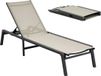 Chaise longue d'extérieur, capacité de poids de 181 kg, chaise de bronzage pliable, 5 positions réglables, assemblage facile, chaises longues inclinables de piscine robustes en aluminium, pour plage, cour, patio