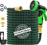 lgtlqt Tuyau d'arrosage extensible avec 10 buses de pulvérisation fonctionnelles, tuyau d'arrosage extensible léger et anti-pli, raccord en laiton extra résistant et noyau en latex à 4 couches, pour le lavage et l'arrosage, 15 m