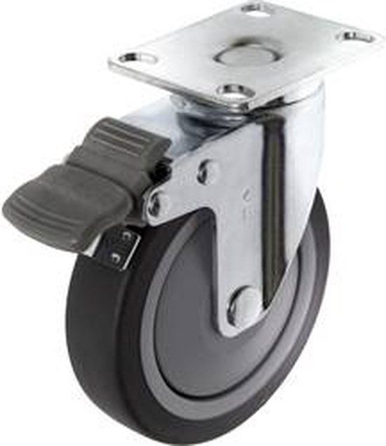 TOOLCRAFT Zwenkwiel met parkeerrem en schroefplaat 100 mm TPR Draagvermogen (max.): 65 kg