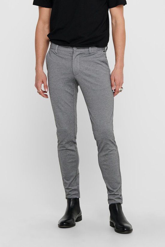 Only & Sons Mark Slim Fit Broek - Medium Grey Melange - Heren - Maat W32/L30