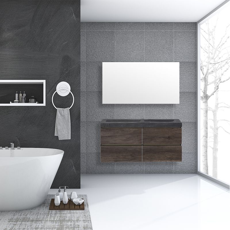 Badkamerplanet Badkamermeubel Trento Greeploos Natuursteen 120 cm Century Oak met 4 Lades