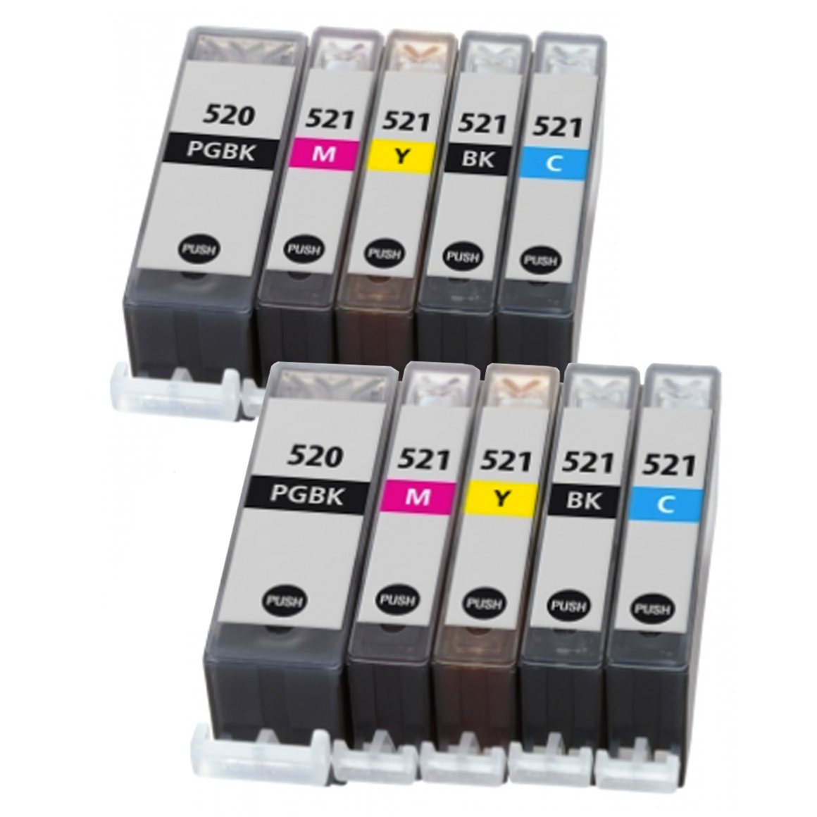 - [alternatief voor] 2x Canon PGI-520 + CLI-521 XL Multipack met chip (5set) (huismerk inktcartridges) magenta, black, cyan, yellow