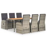 VidaXL Ensemble de jardin 9 pièces avec coussins, poly rotin, gris