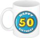 Bellatio Decorations Verjaardag cadeau mok - 50 jaar - blauw - 300 ml - keramiek - Abraham