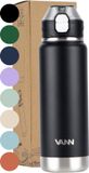 VANN® RVS Drinkfles met rietje 750 ML voor volwassenen - Bidon met rietje - sportfles 24 uur koud/12 uur warm - Satin Noir - VANN ACTIVATE BOTTLE