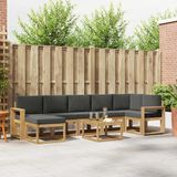 vidaXL Hoek loungeset 7 zitplaatsen Polyester Wit en antracietkleurig